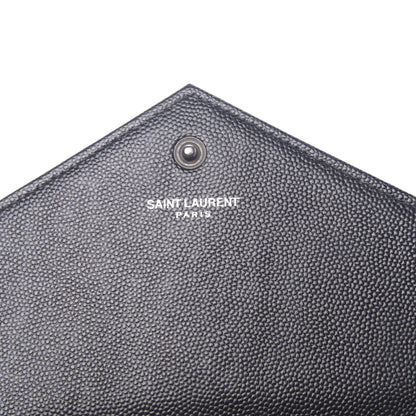 Saint Laurent Grain De Poudre Matelasse Chevron Monogram Chain Wallet Black 7 of 10