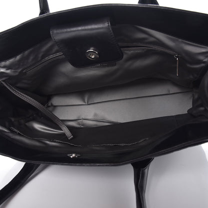 Chanel Lambskin Square Stitched Lax Shopping Tote Black 5 of 8