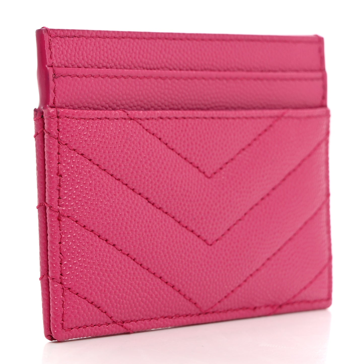 Grain De Poudre Matelasse Chevron Monogram Credit Card Case Fresh Fuxia
