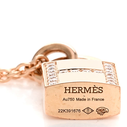 Hermes 18K Rose Gold Diamond Amulettes Cadenas Pendant Necklace 4 of 5