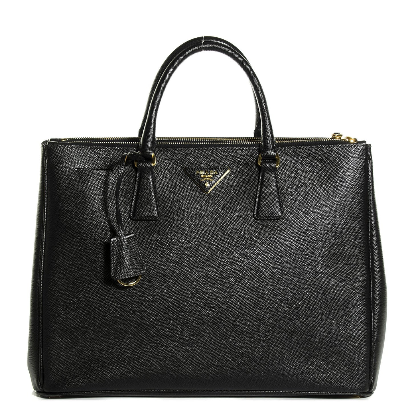 Saffiano Lux Large Double Zip Tote Nero Black