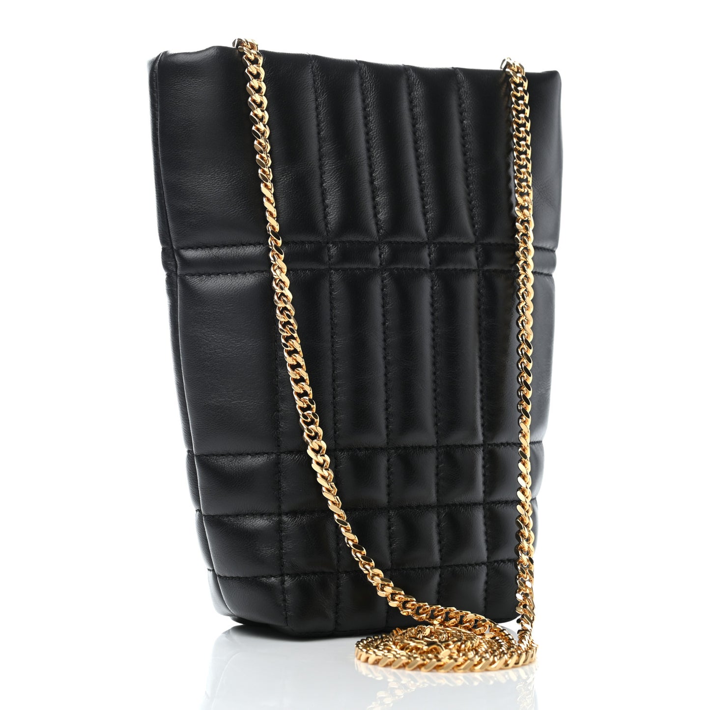 Lambskin Quilted Micro Lola Bucket Bag Black