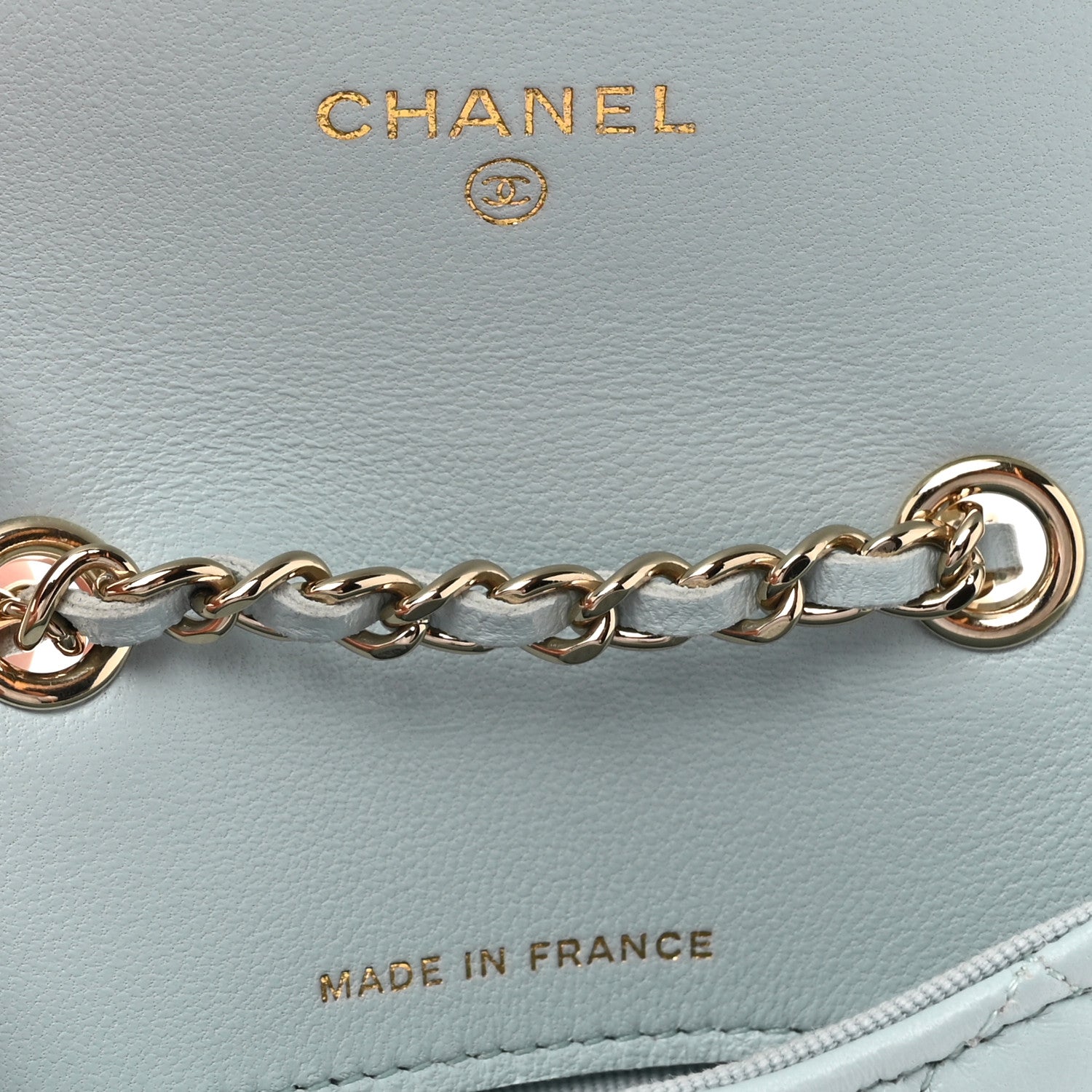 Chanel Lambskin Quilted Flap Bow Chain Waist Bag Light Blue 6 of 11