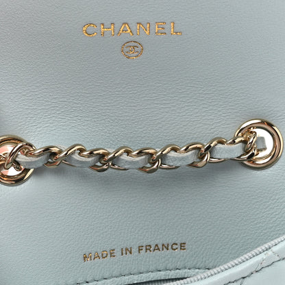 Chanel Lambskin Quilted Flap Bow Chain Waist Bag Light Blue 6 of 11
