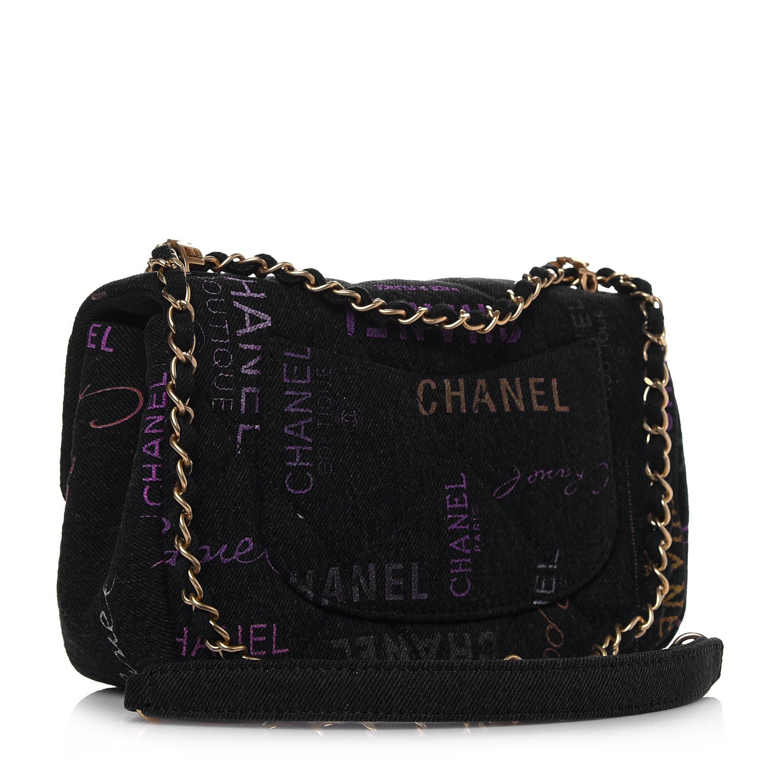 Chanel Denim Quilted Denim Mood Mini Rectangular Flap Black Multicolor 2 of 13