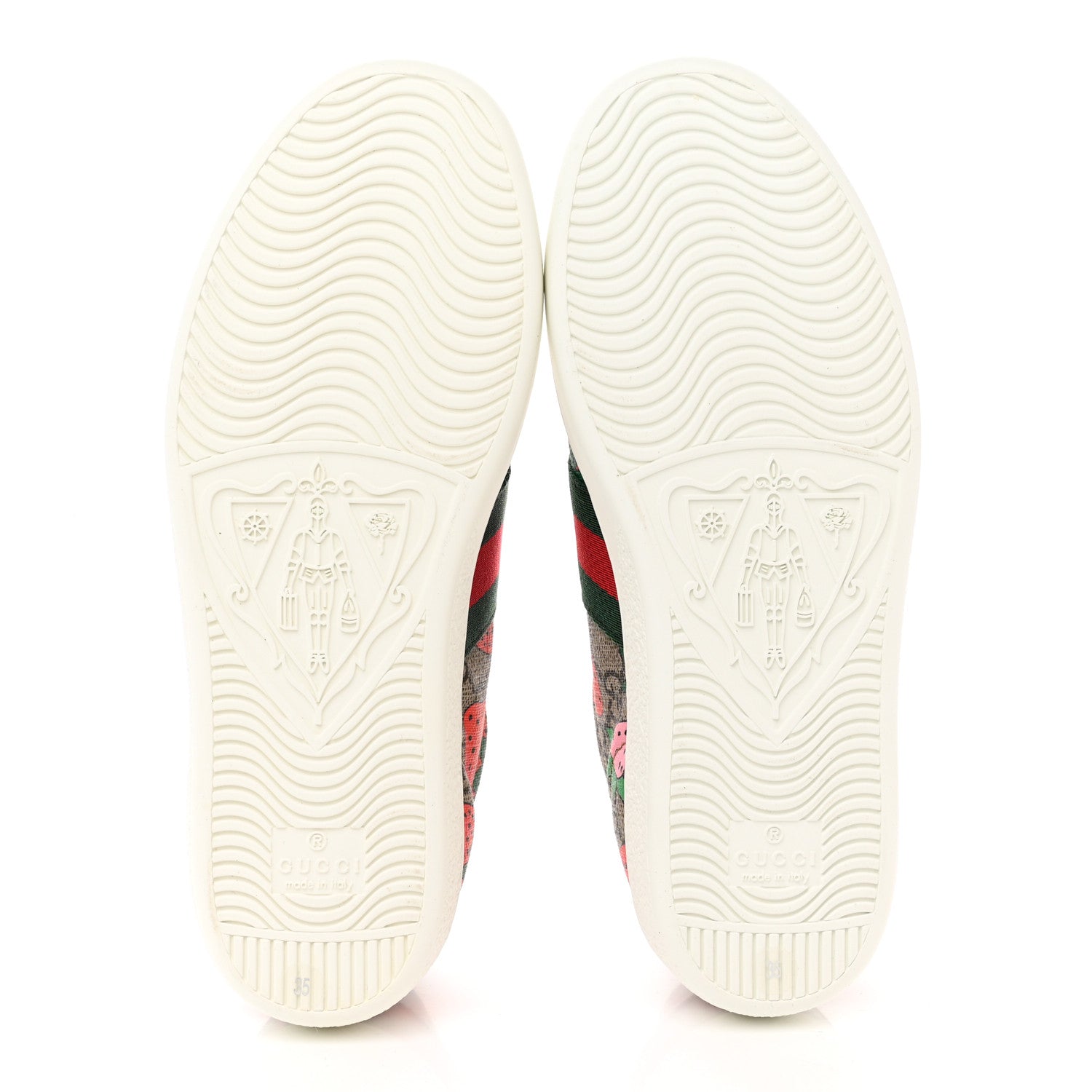 Gucci GG Supreme Monogram Strawberry Web Womens Ace Sneakers 35 Beige Multicolor Red Green 5 of 8