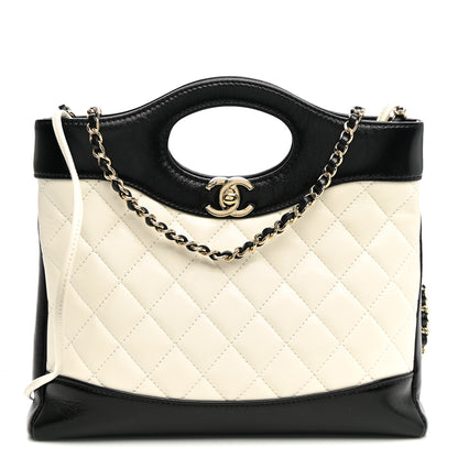 Chanel Patent Calfskin Quilted Mini 31 Shopping Bag White Black 1 of 10