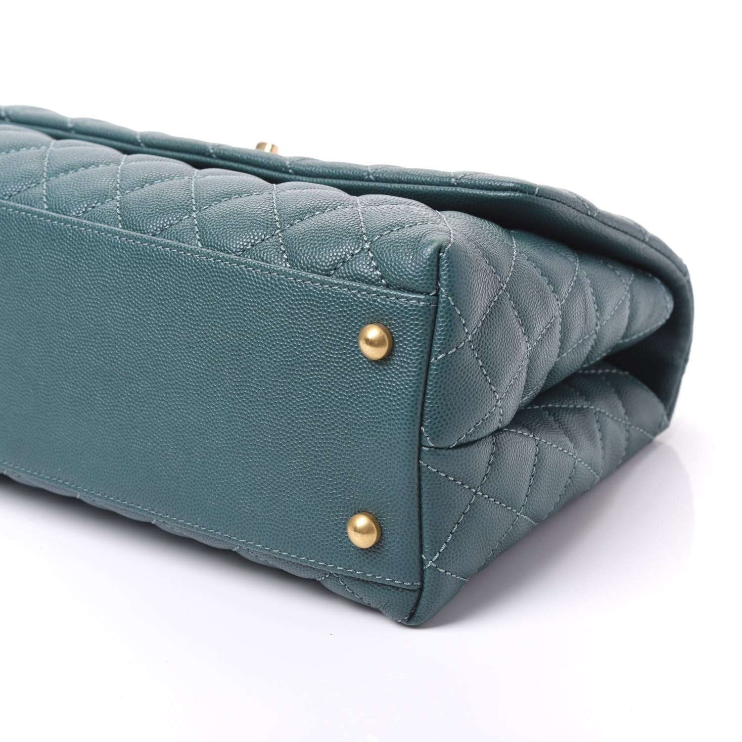 Chanel Caviar Lizard Quilted Small Coco Handle Flap Dark Turquoise 6 of 10