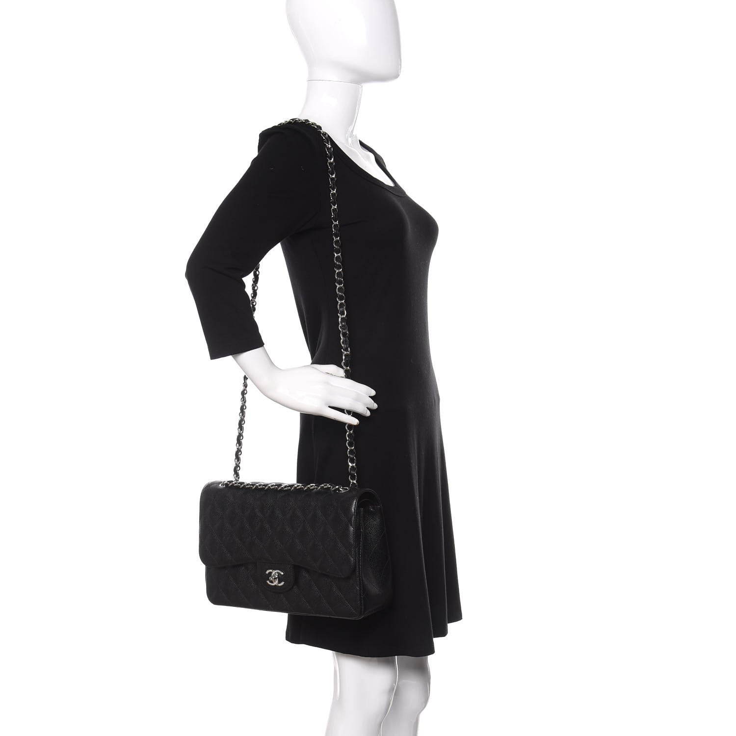 Chanel Caviar Quilted Jumbo Double Flap Black 3 of 12