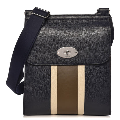Mulberry Natural Grain Calfskin College Stripe Antony Messenger Midnight Chalk Moss 1 of 7