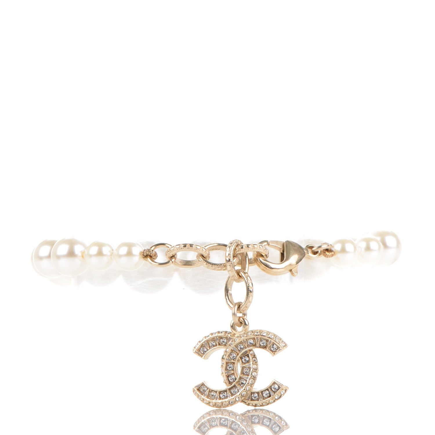 Chanel Baguette Crystal Pearl CC Bracelet Gold 1 of 4