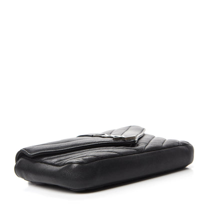 Saint Laurent Sheepskin Matelasse Chevron Monogram College Chain Wallet Black 4 of 9