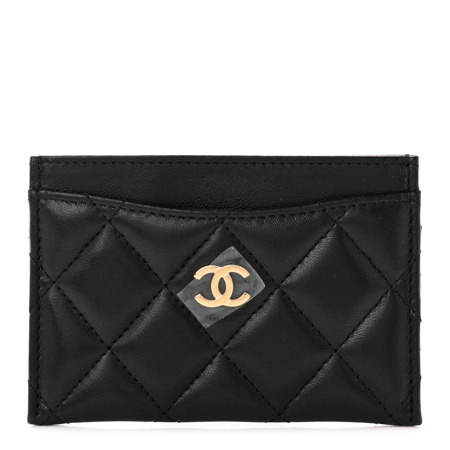 Lambskin Quilted Card Holder Black