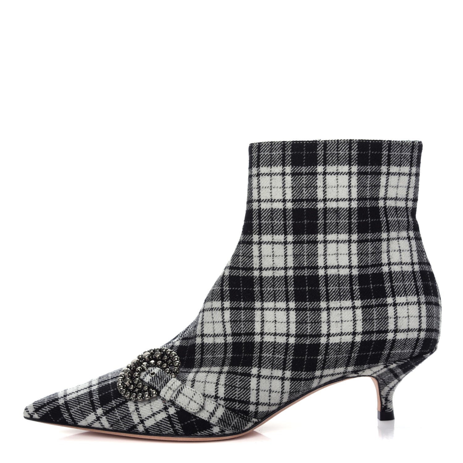 Christian Dior Canvas Tartan Gang Ankle Boots 39 Black 1 of 10