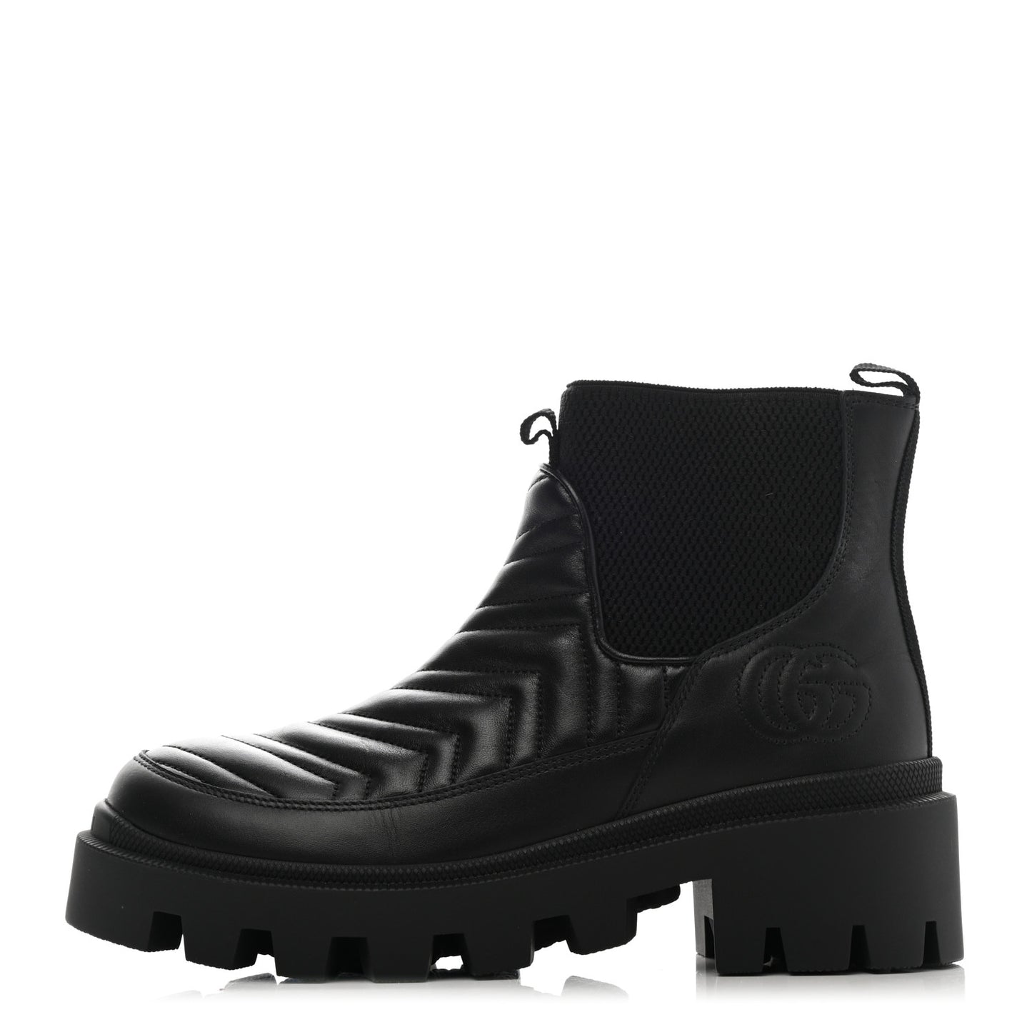 Calfskin Nappa Matelasse Frances Chelsea Boots 36 Black