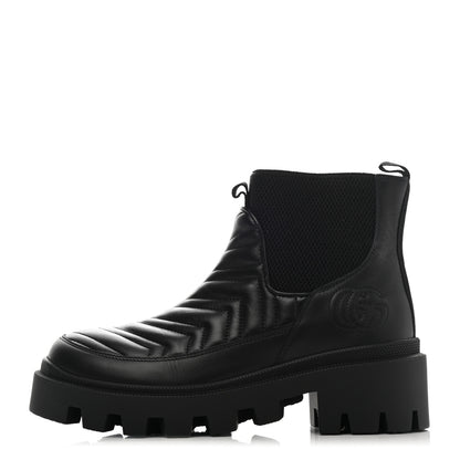 Gucci Calfskin Nappa Matelasse Frances Chelsea Boots 36 Black 1 of 8