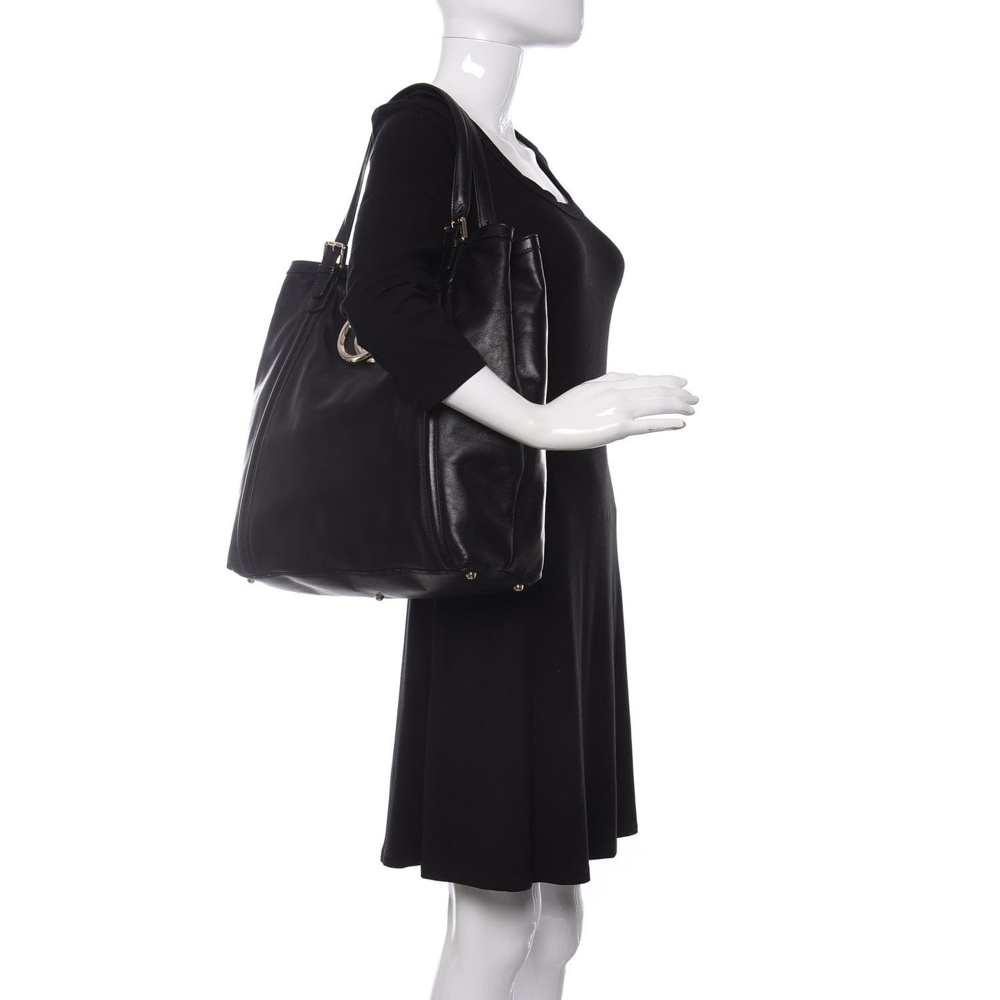 Calfskin Large Britt Shoulder Bag Black