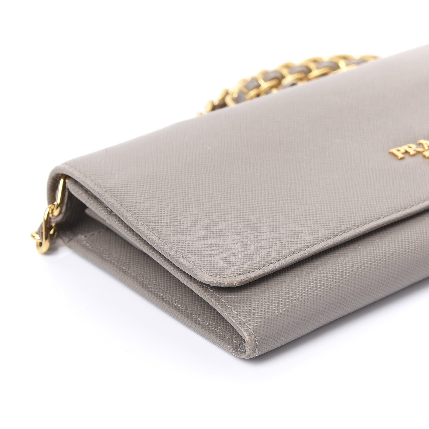 Prada Saffiano Metal Oro Chain Wallet Argilla 5 of 9