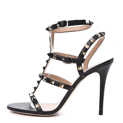Valentino Garavani Nappa Rockstud Gladiator 105mm Sandals 38.5 Black 1 of 8