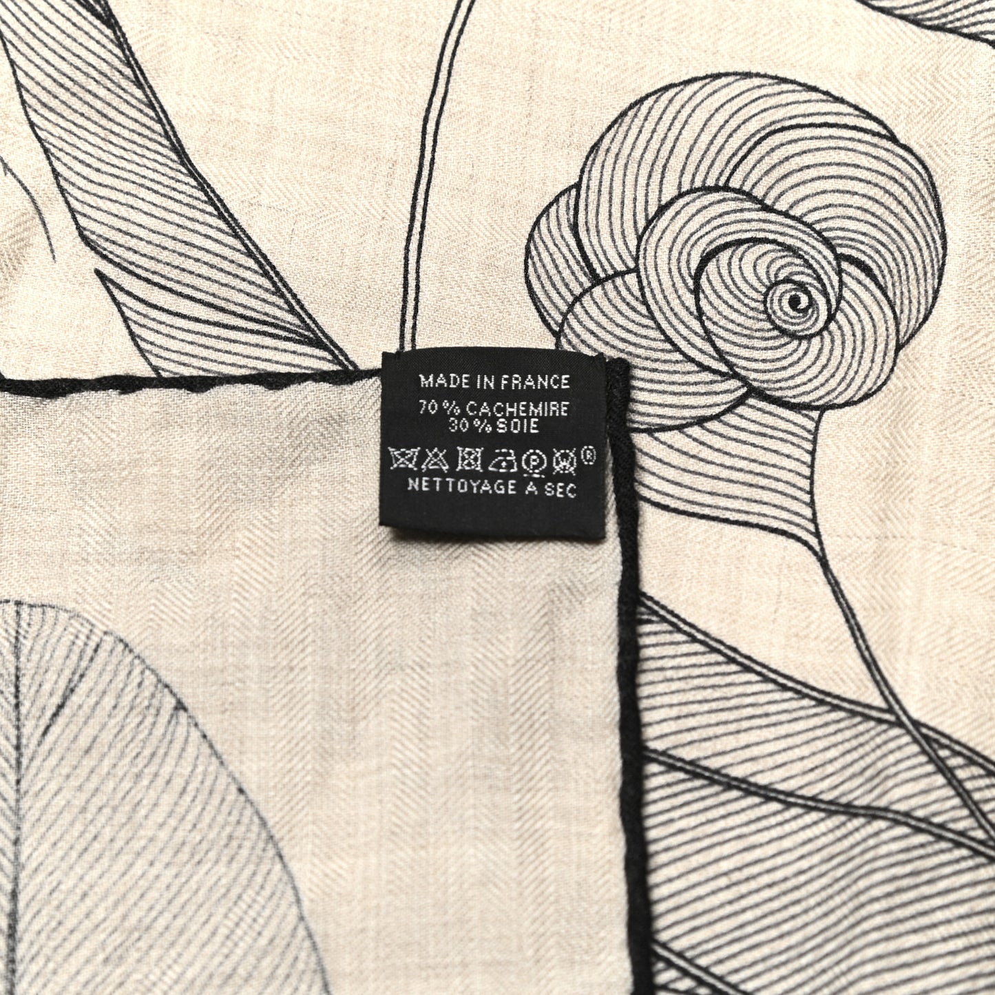 Cashmere Silk Plumes En Fete Shawl 140 Naturel Black
