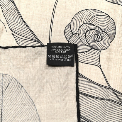 Hermes Cashmere Silk Plumes En Fete Shawl 140 Naturel Black 6 of 6