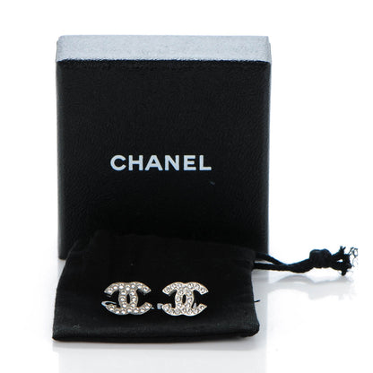 Chanel Crystal Timeless CC Earrings Silver 5 of 5