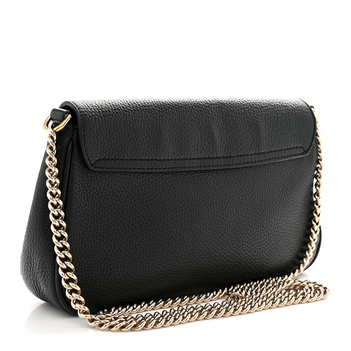 Pebbled Calfskin Medium Soho Flap Crossbody Black