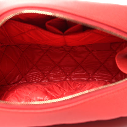 Chanel Caviar Quilted Medium Curvy Pouch Cosmetic Case Red 5 of 10