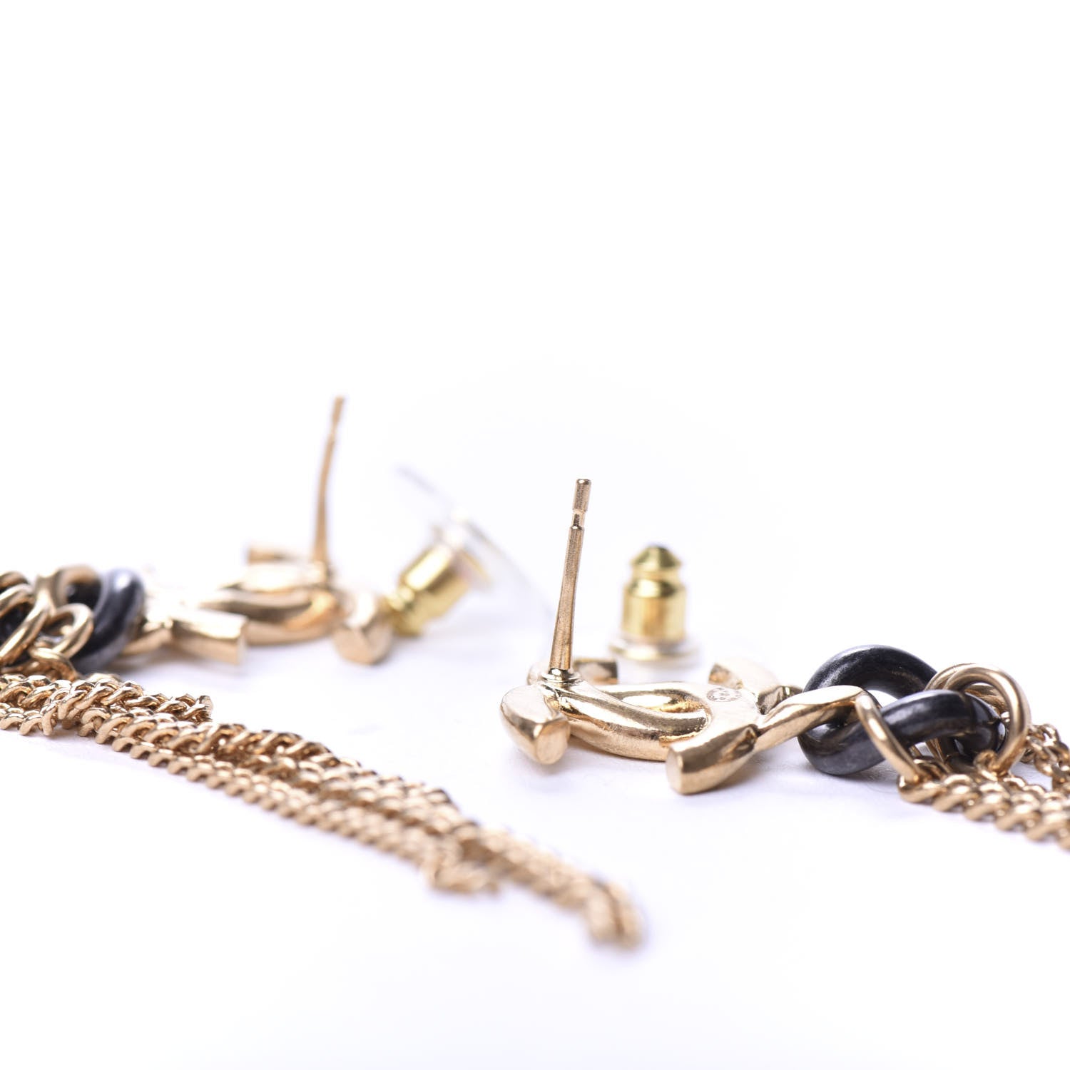 Chanel CC Chain Drop Earrings Gold Ruthenium 3 of 5