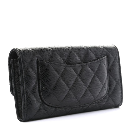 Chanel Caviar Quilted Large Gusset Flap Wallet Black 3 of 8