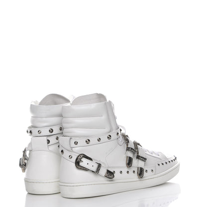 Saint Laurent Calfskin Wolly Spike SL/08H High Top Sneakers 47.5 White 10 of 15