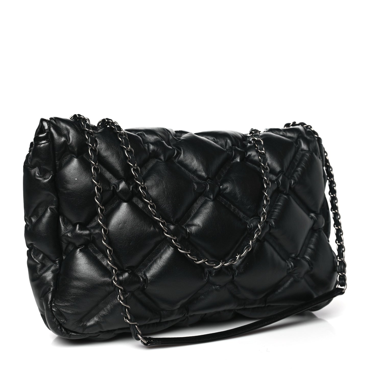 Calfskin Quilted Large Chesterfield Flap Black