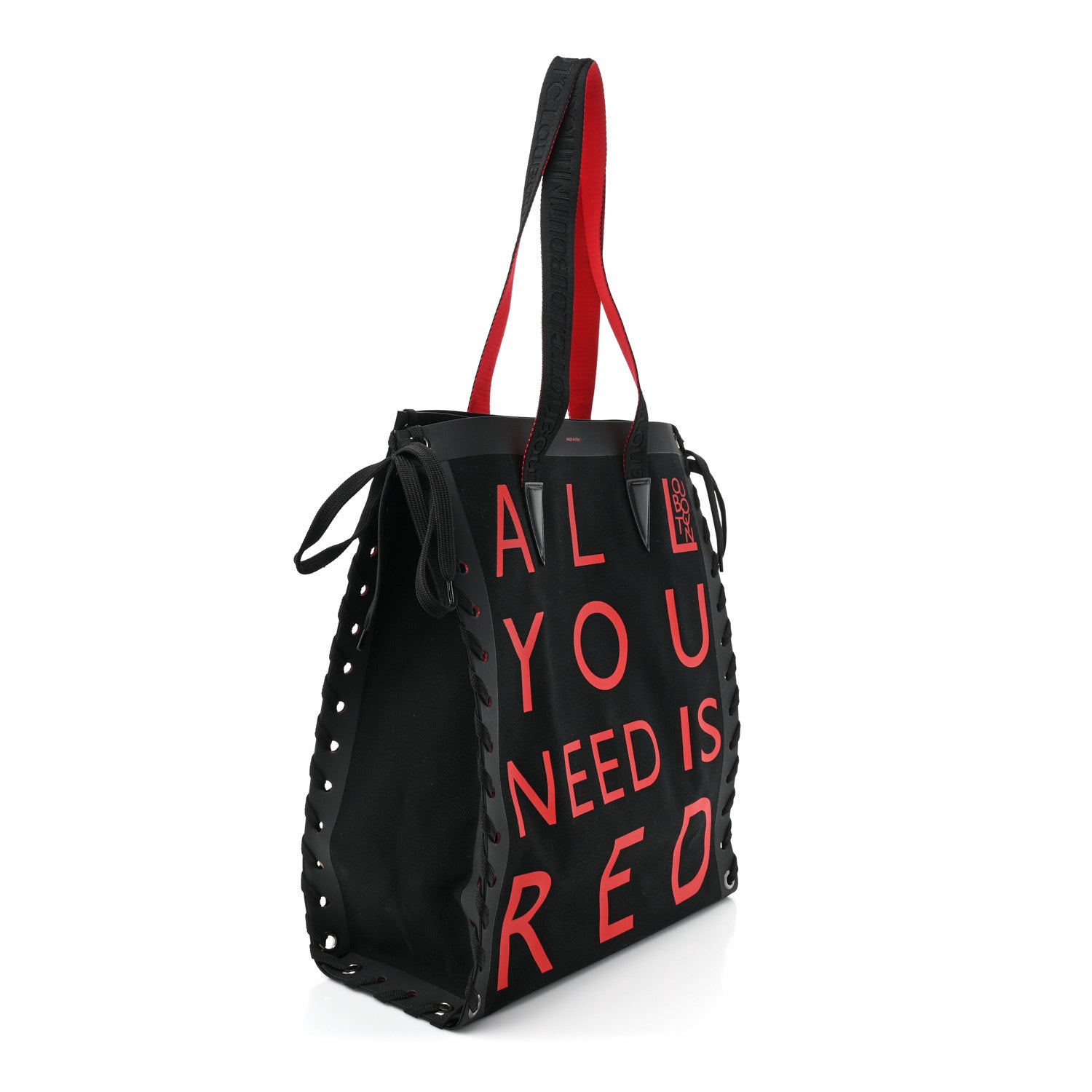 Christian Louboutin Braided Canvas Small Cabalace Shopper Tote Black 3 of 9
