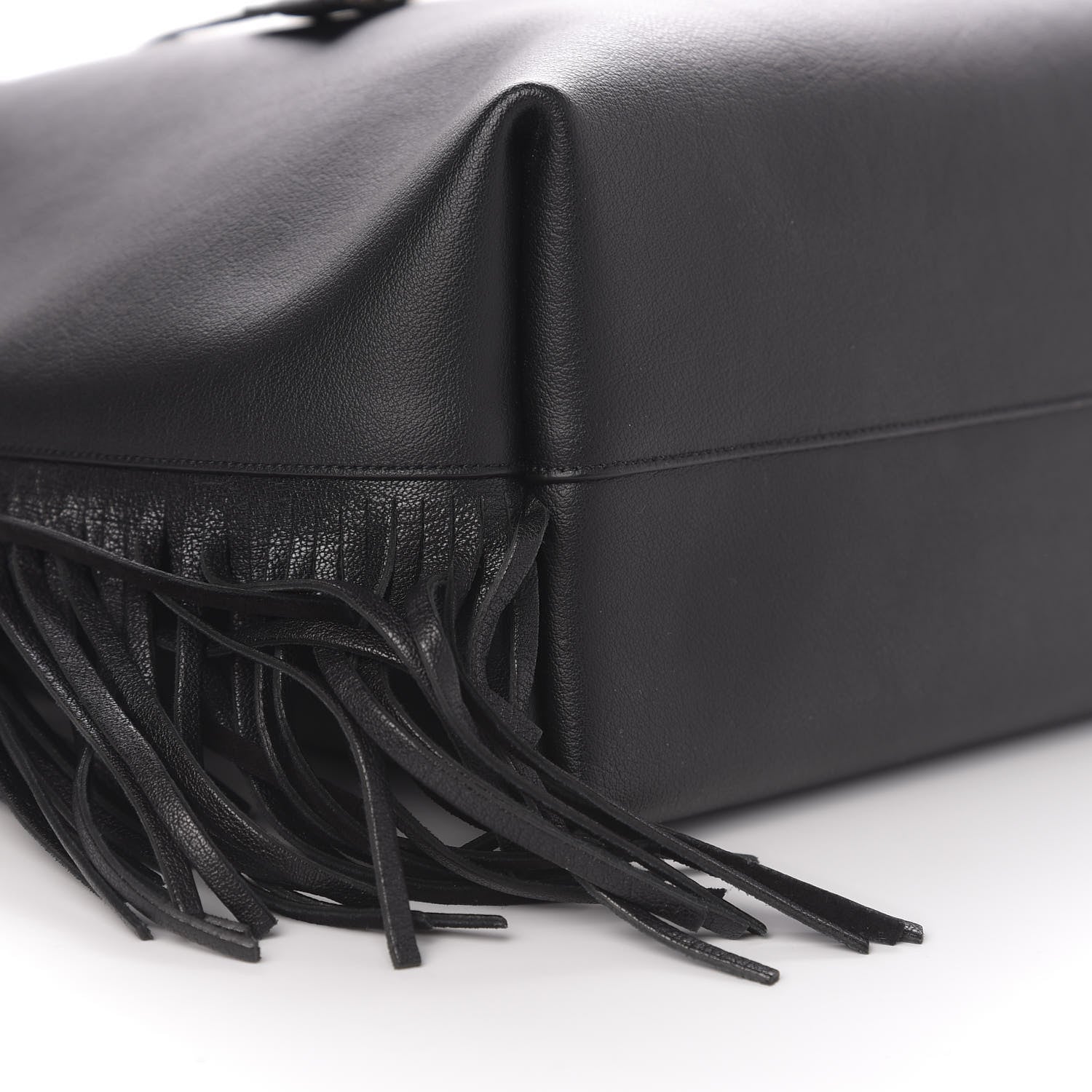 Saint Laurent Calfskin Large Fringe Shopping Tote Black 9 of 11