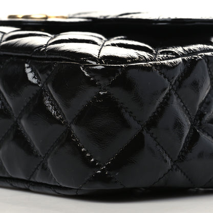 Chanel Shiny Crumpled Calfskin Quilted Small Wavy CC Hobo Black 10 of 10