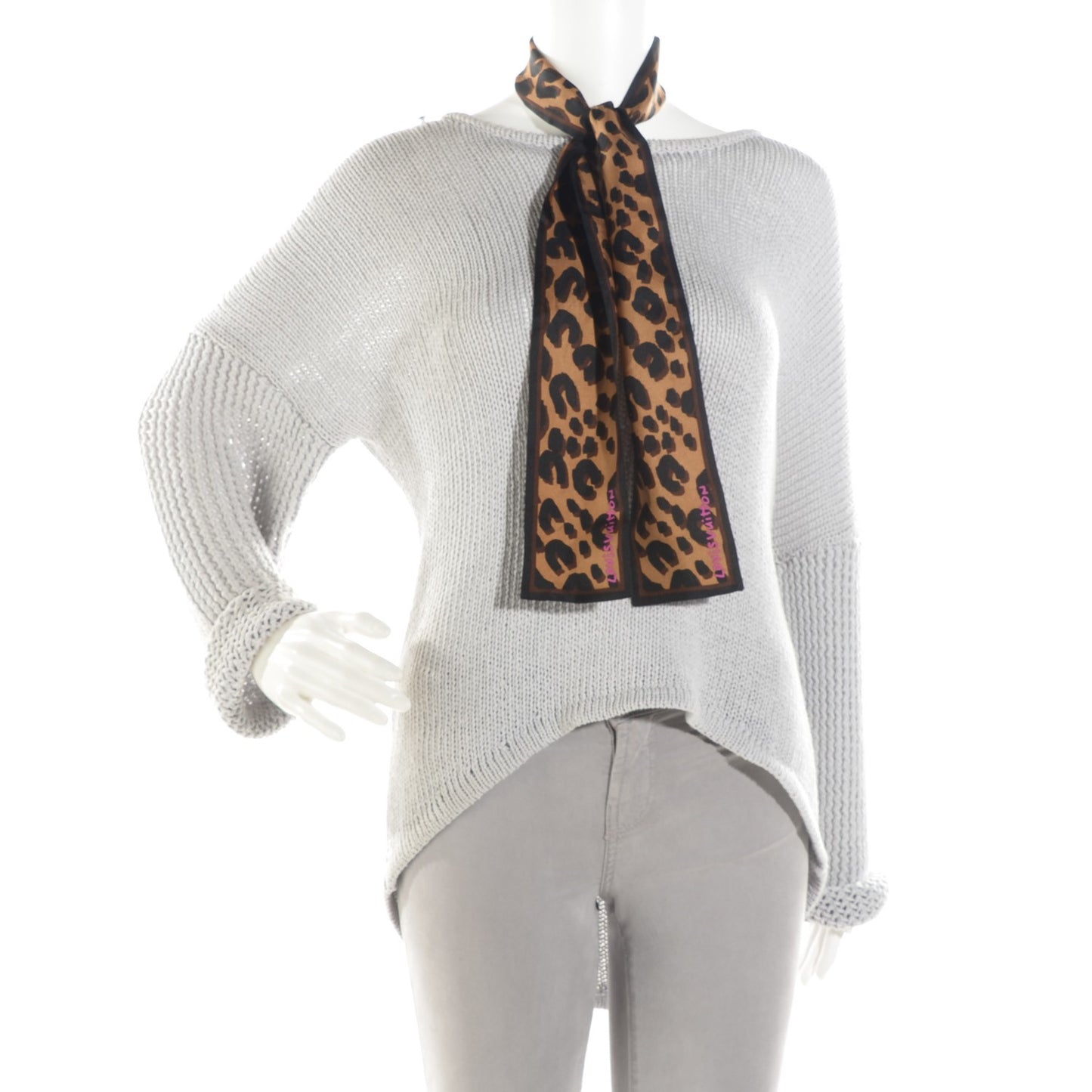 Silk Leopard Bandeau Scarf Marron