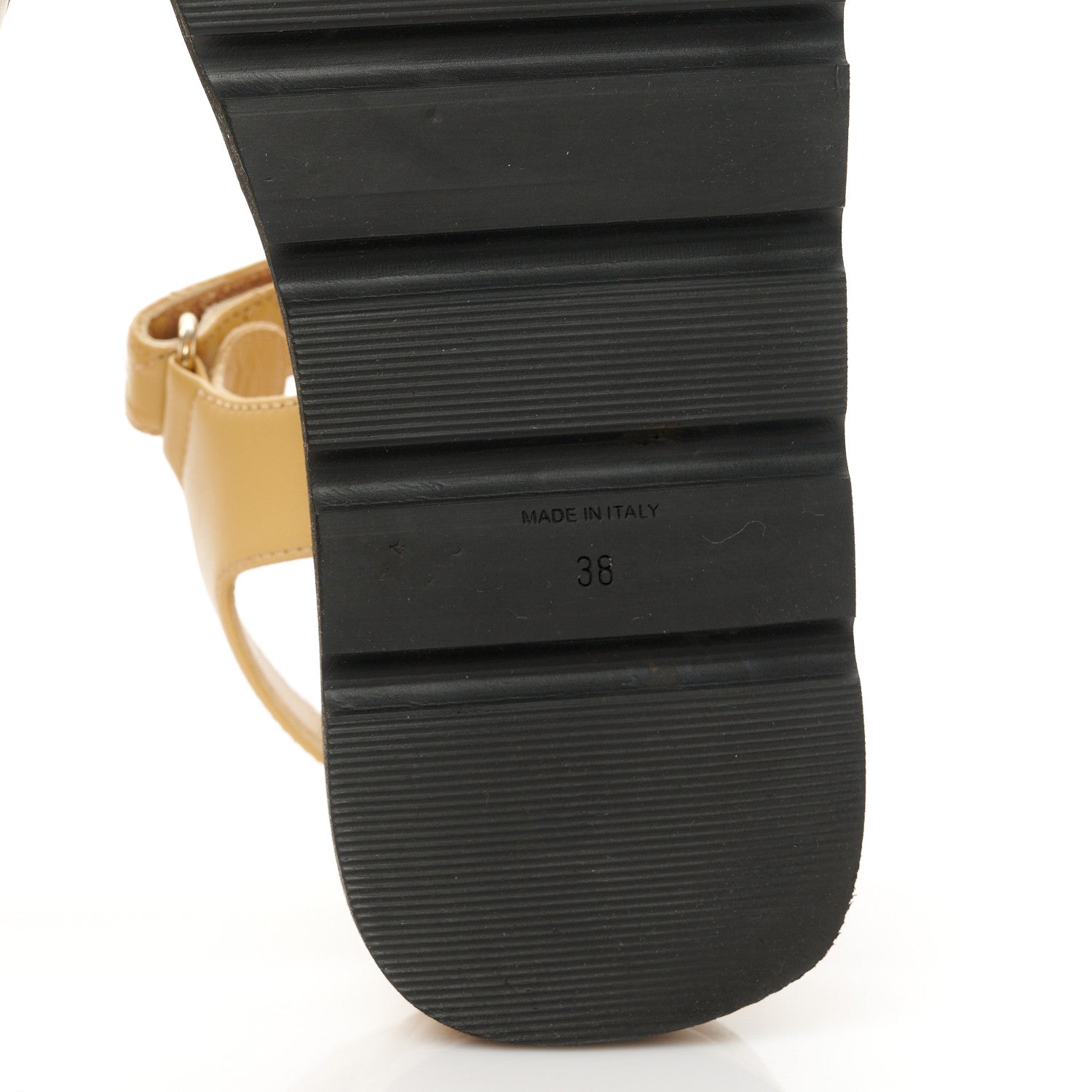 Chanel Lambskin Quilted Platform Sandals 38 Beige Black 7 of 9
