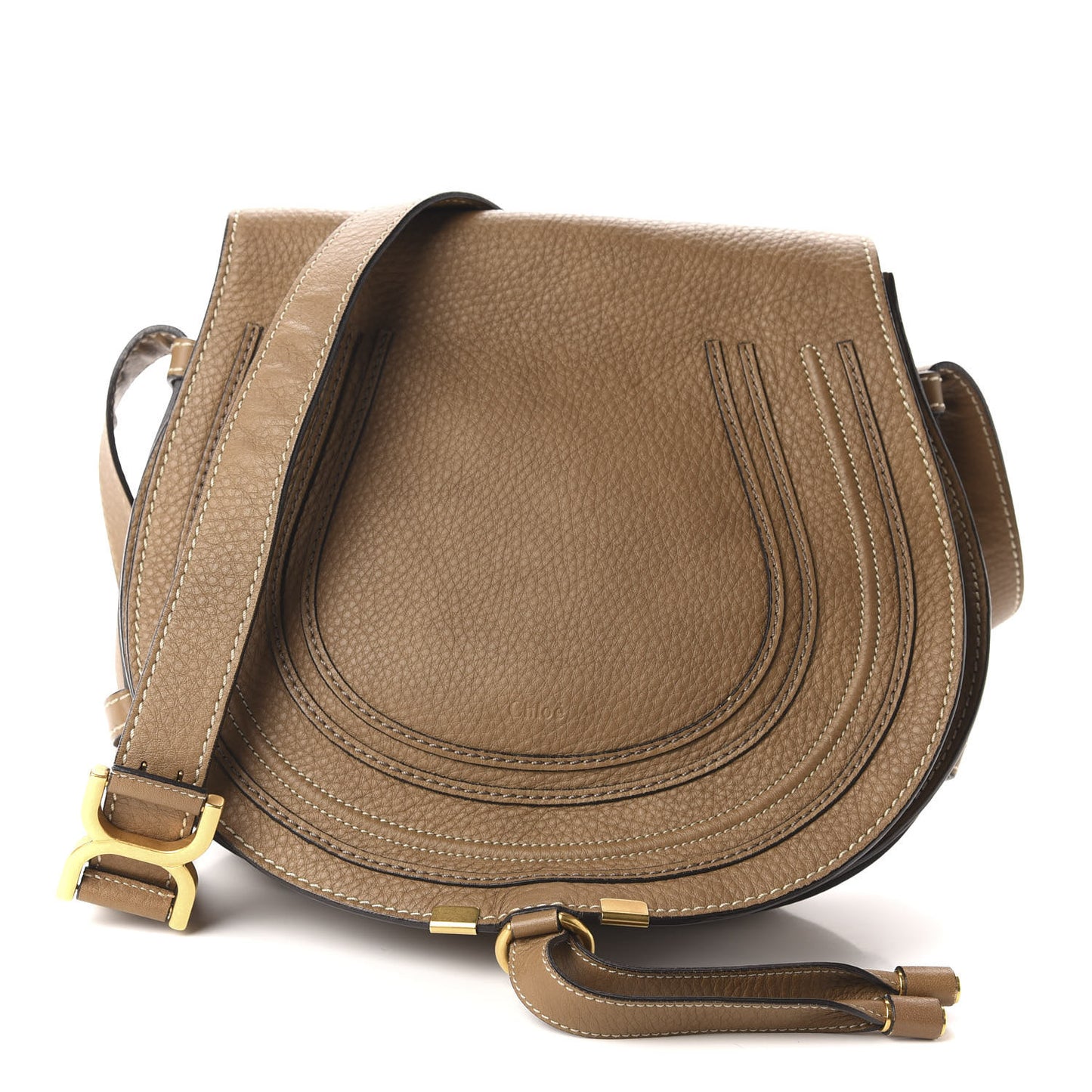 Calfskin Medium Marcie Round Crossbody Bag Nut