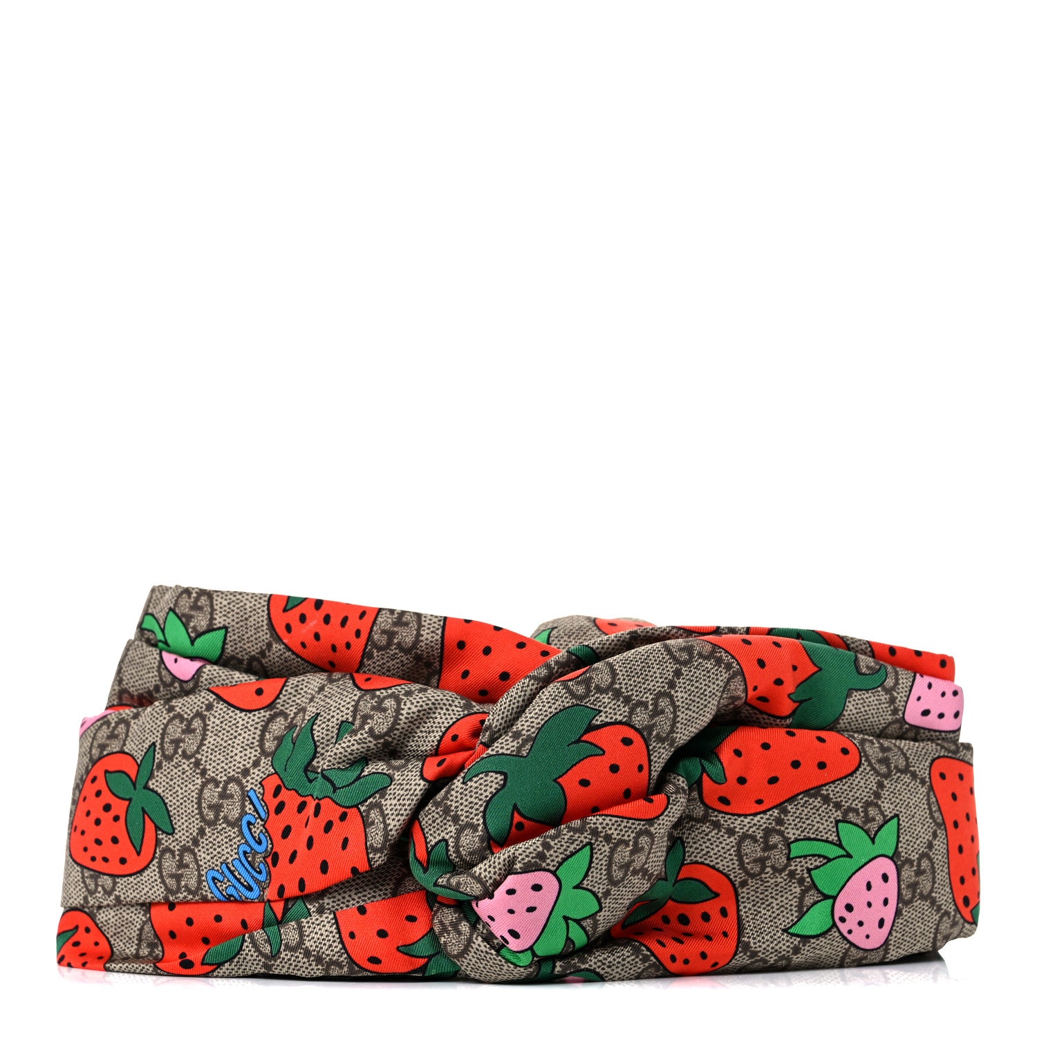 Gucci Silk Monogram Strawberry Print Headband M 1 of 5