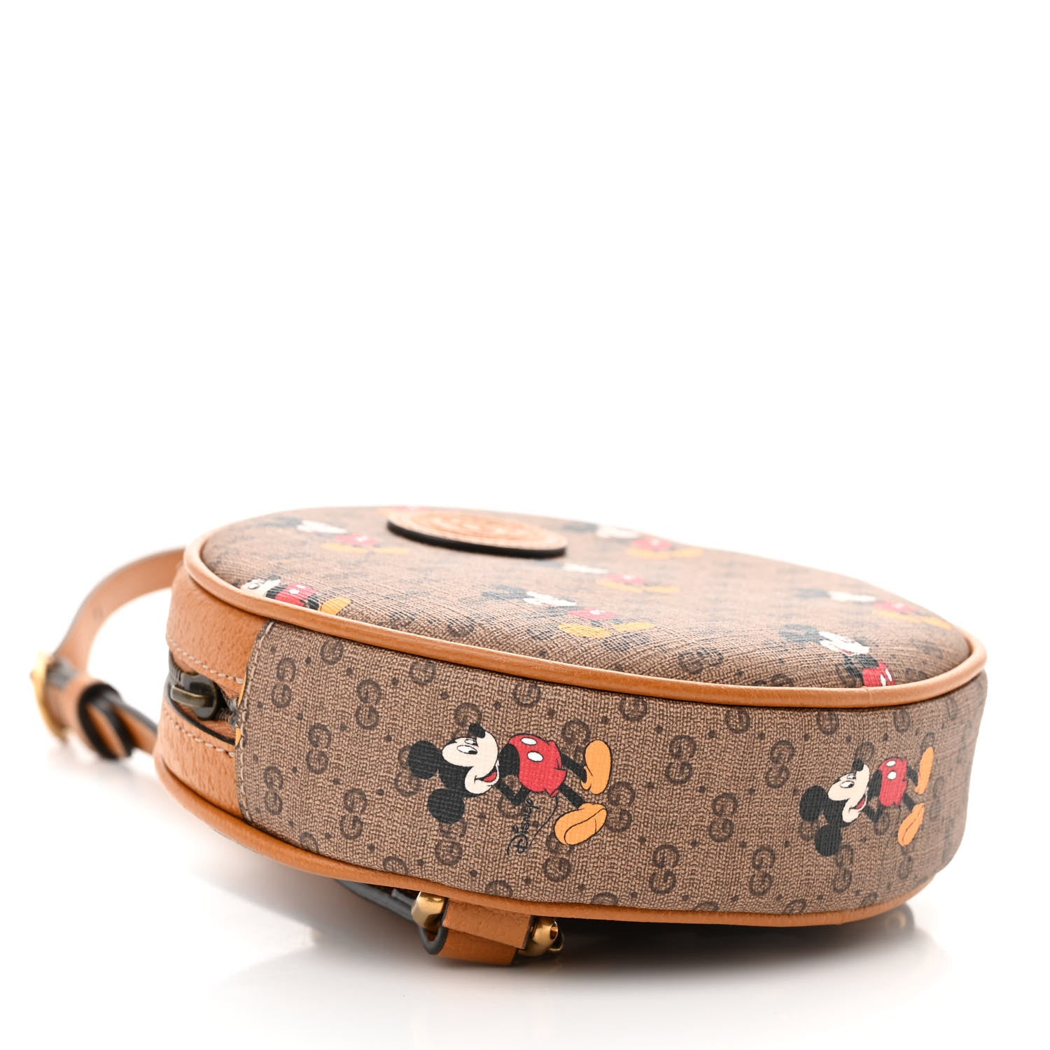 Gucci X DISNEY Mini Vintage GG Supreme Monogram Mickey Mouse Round Backpack Beige Vintage Sun Oil 4 of 11