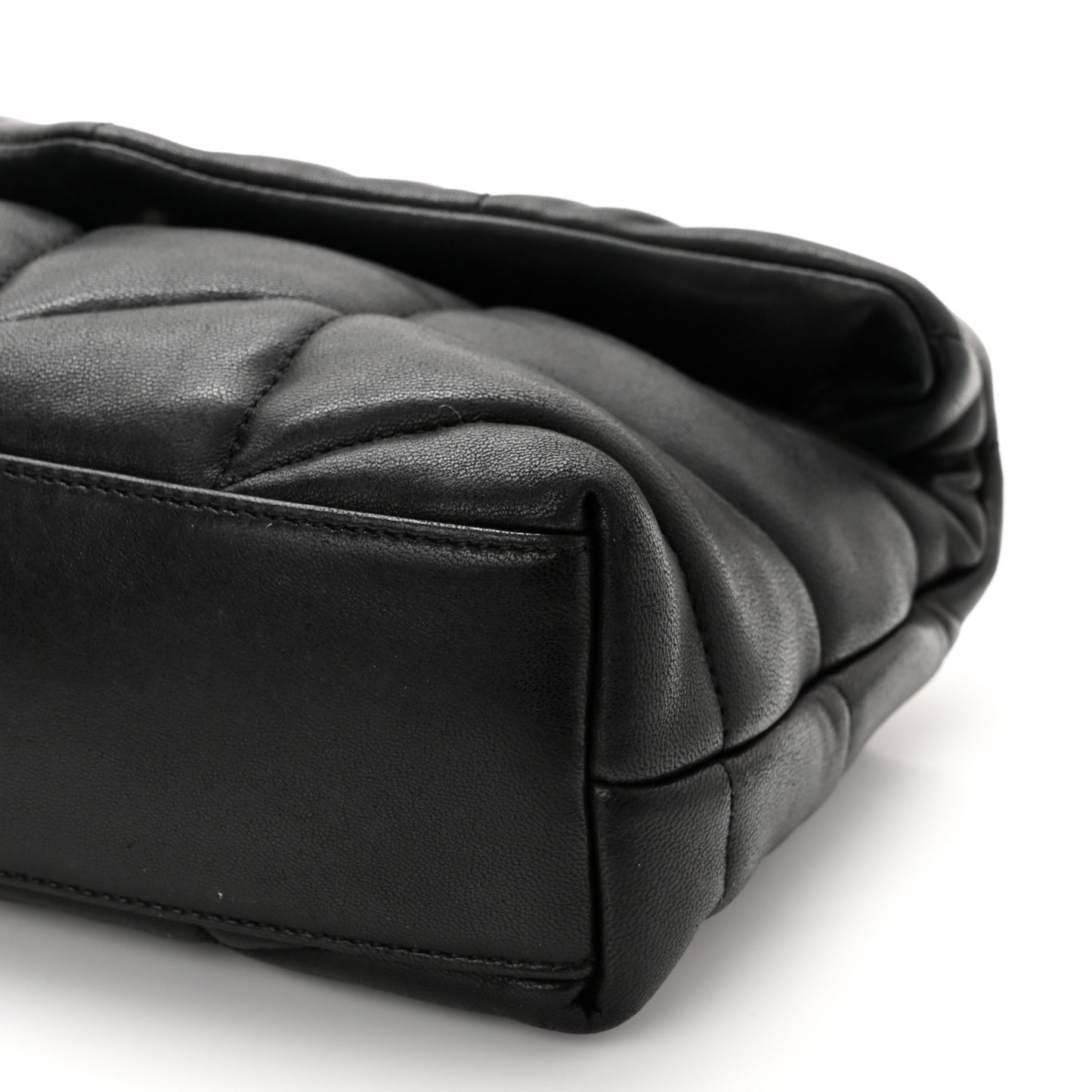 Lambskin Quilted Toy Loulou Puffer Monogram Chain Satchel Black