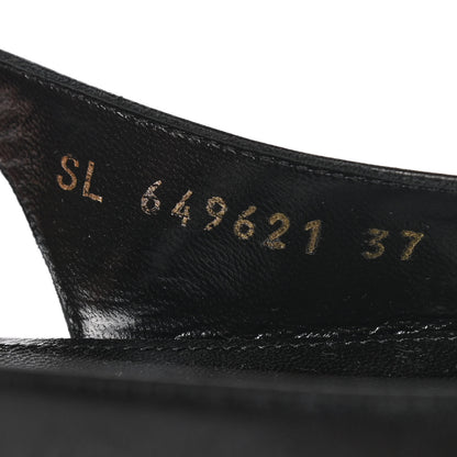 Saint Laurent Patent Smooth Lambskin Anais Slingback Flats 37 Black Navy 8 of 9