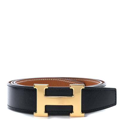 Hermes Swift Togo 32mm H Belt 90 36 Black Gold 1 of 4