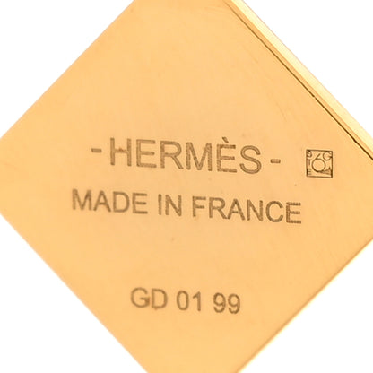 Hermes Lacquered Gold Medor Folk Earrings Black 4 of 5
