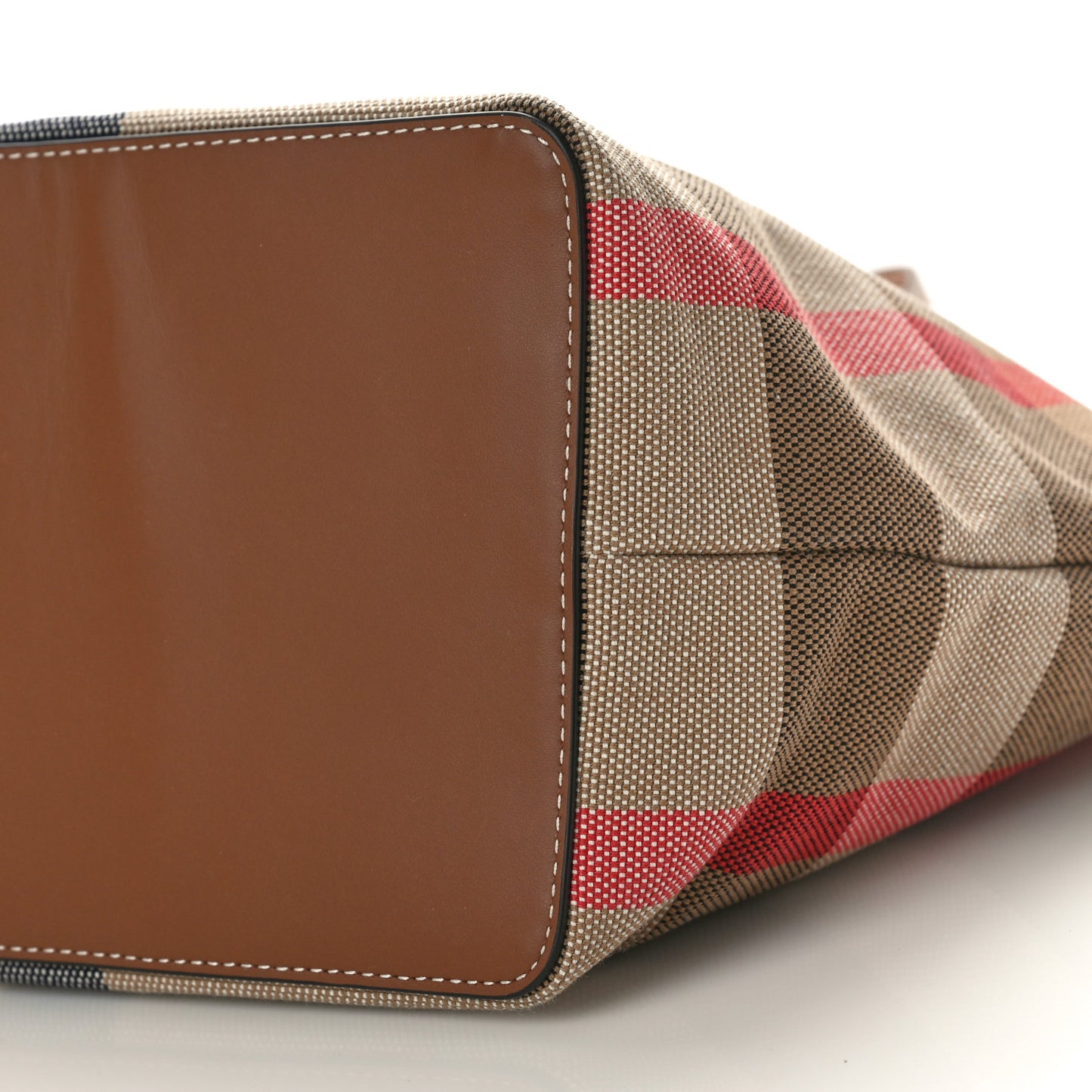 Giant Check Canvas Medium London Tote Taupe Brown