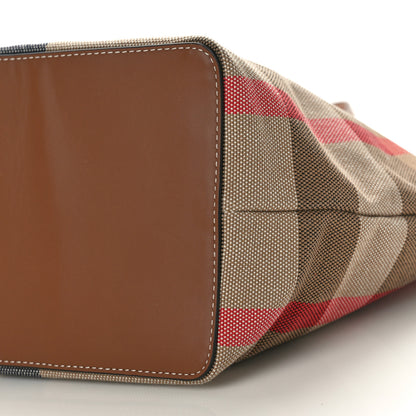 Burberry Giant Check Canvas Medium London Tote Taupe Brown 9 of 9