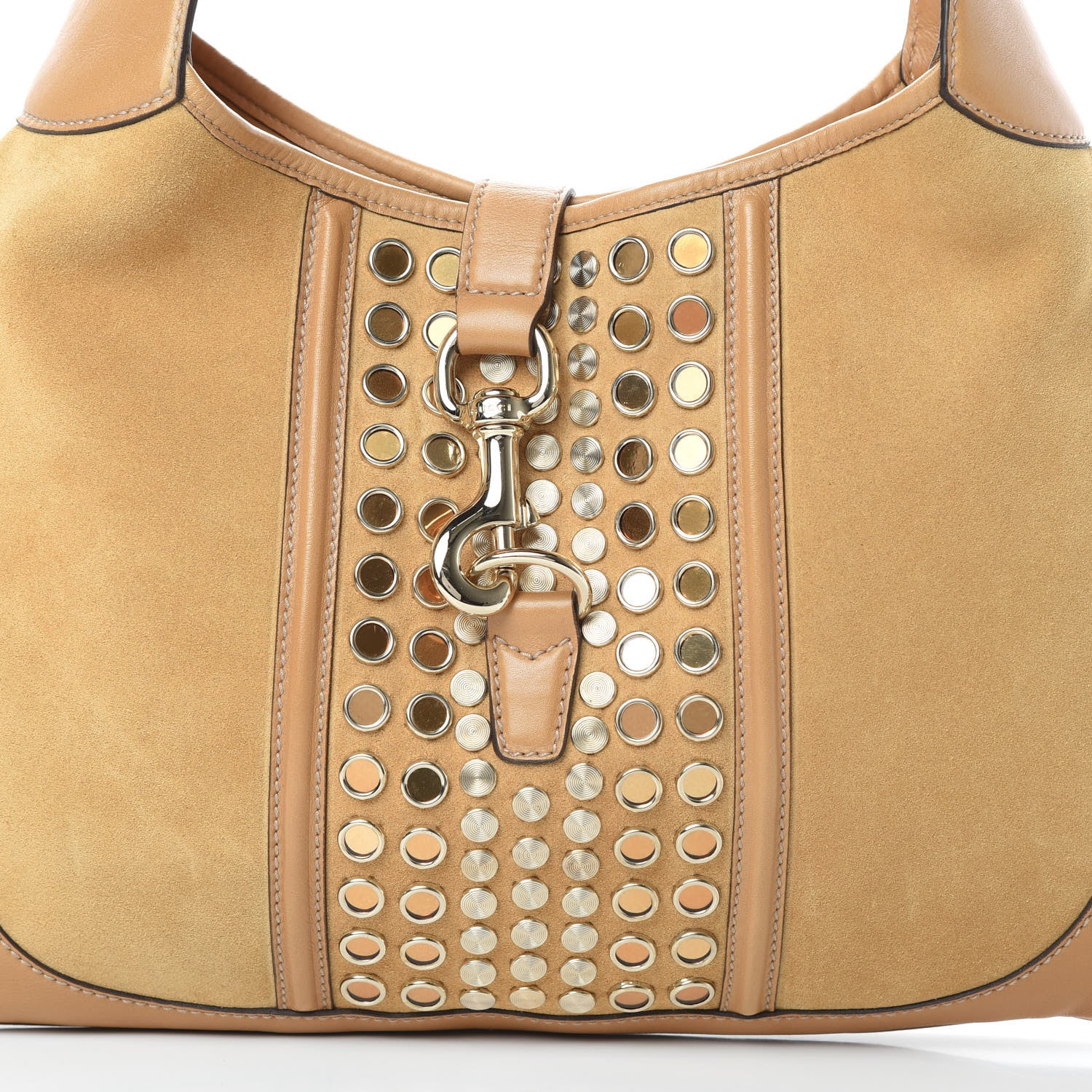 Gucci Suede Studded Jackie O Bouvier Hobo Light Brown 8 of 11