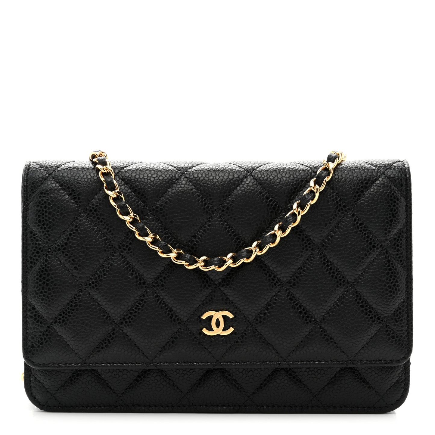 Caviar Quilted Wallet on Chain WOC Black