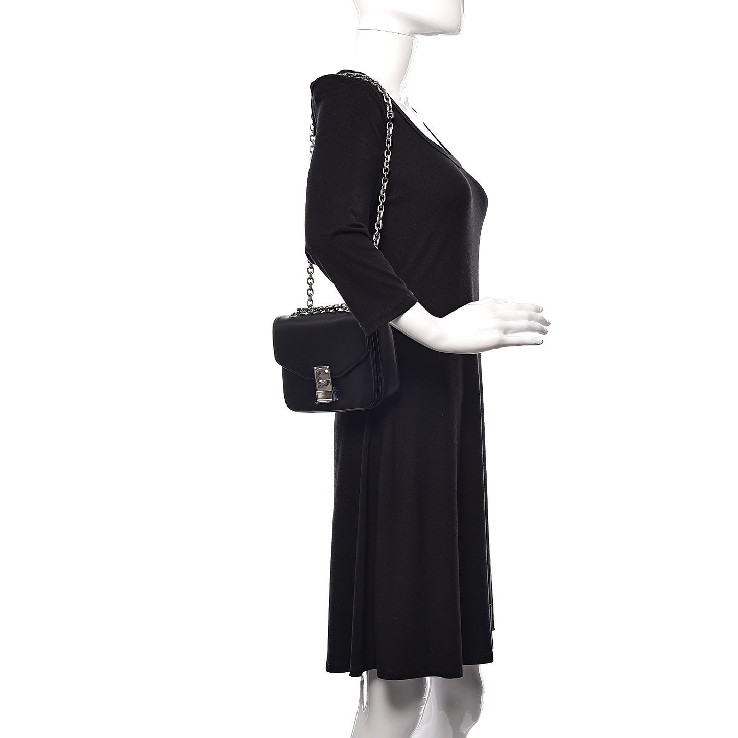 Shiny Calfskin Small C Bag Black