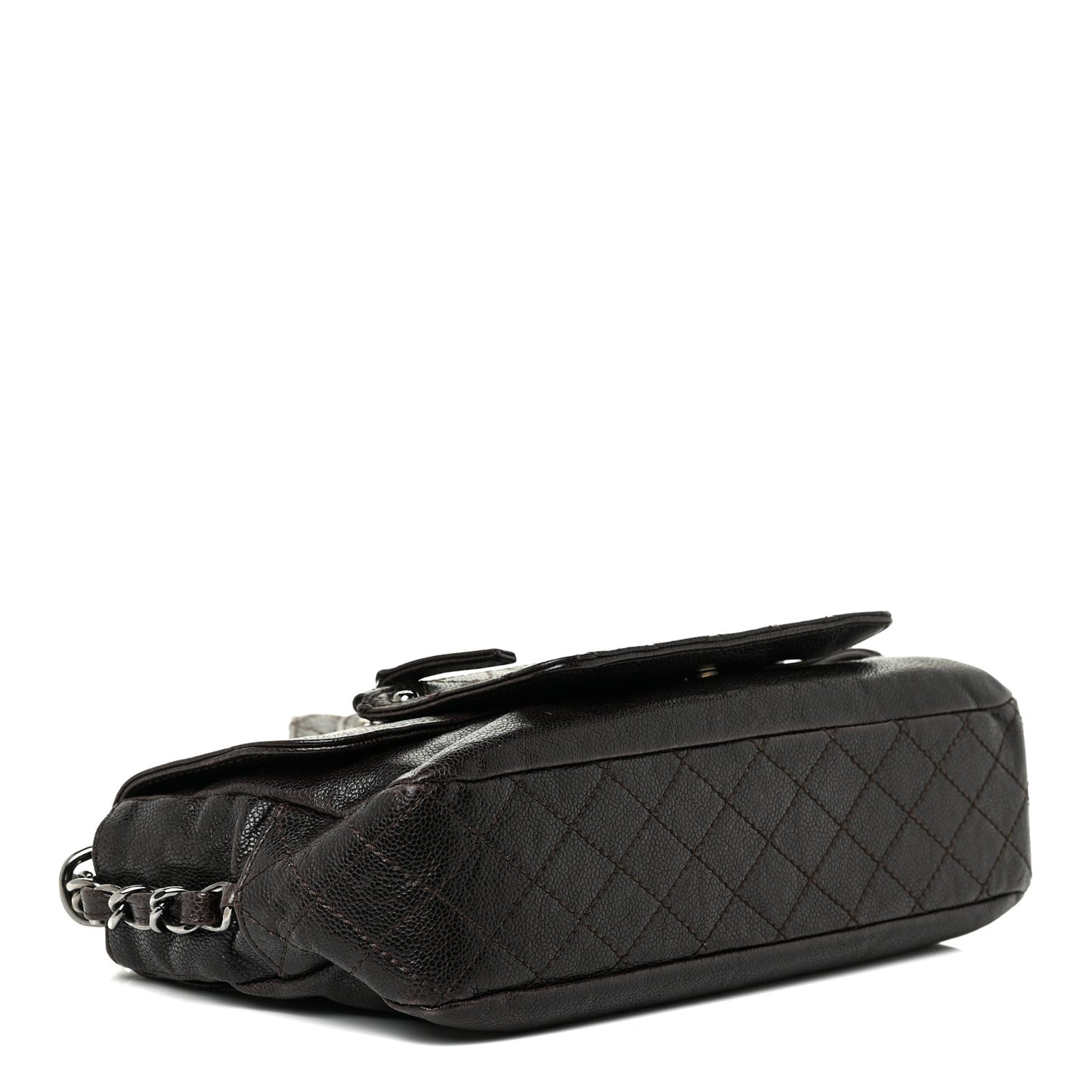 Glazed Caviar Small Pocket In The City Shoulder Bag Brown